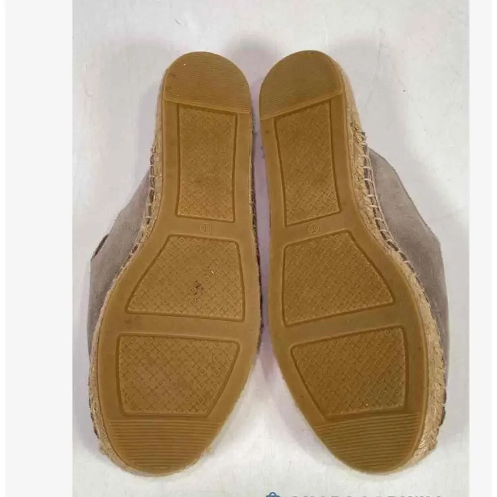 Tory Burch Suede Size 6.5 Women's Gray Tan Euro Summer Mule Flats